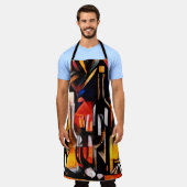 キュビズムのスタイルのワインテーマ。ボトル、ガラス エプロン (着用した状態)