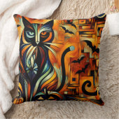 キュビズムのハロウィーン猫 クッション (ブランケット)