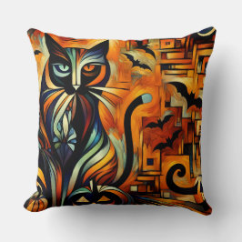 キュビズムのハロウィーン猫 クッション