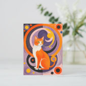 キュビズムの猫芸術と色彩 ポストカード (スタンド正面)