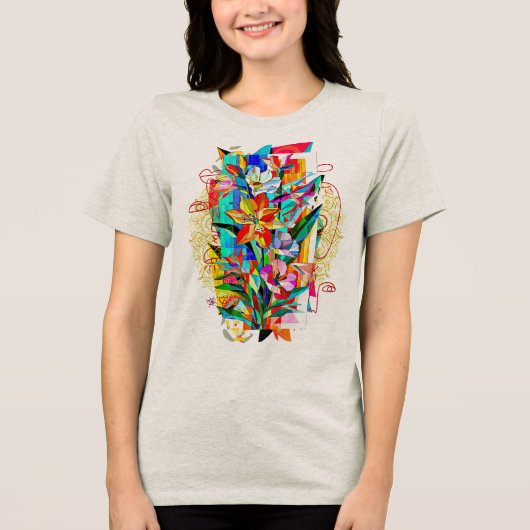 キュビズムの花 トライブレンドTシャツ (正面)