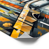 キュビズムの雪の橋が反射した街を ポスター (角)