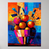 キュビズムの鮮やかリンゴ籠 ポスター (正面)
