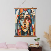 キュビモダンスポートレート幾何学壁アートタペストリー 吊り下げ型タペストリー (寝室)