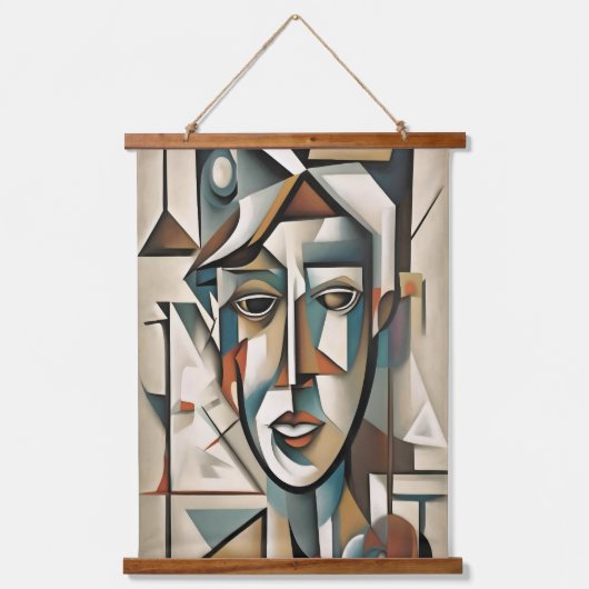 キュビモダンスポートレート抽象芸術アート 吊り下げ型タペストリー (正面)