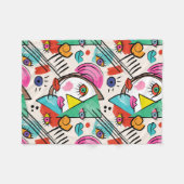 キュビモダンス抽象芸術アート女性顔 フリースブランケット (正面(横))