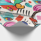 キュビモダンス抽象芸術アート女性顔 ラッピングペーパー (角)