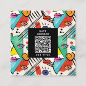 キュビモダンム抽象芸術女子アート顔アート スクエア名刺 (正面)