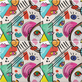 キュビモダンム抽象芸術女子アート顔アート タイル