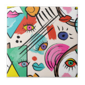 キュビモダンム抽象芸術女子アート顔アート タイル (正面)