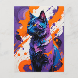 キュビ鮮やかスト猫ポートレート ポストカード