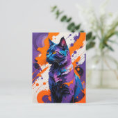 キュビ鮮やかスト猫ポートレート ポストカード (スタンド正面)