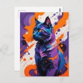 キュビ鮮やかスト猫ポートレート ポストカード (正面/裏面)