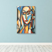 キュビ鮮やかスポートレート抽象芸術幾何学芸術 キャンバスプリント (インサイチュ (ウッドフロア))