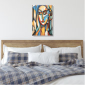 キュビ鮮やかスポートレート抽象芸術幾何学芸術 キャンバスプリント (インサイチュ (寝室))
