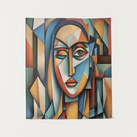 キュビ鮮やかスポートレート抽象芸術幾何学芸術 タペストリー (正面)