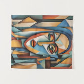 キュビ鮮やかスポートレート抽象芸術幾何学芸術 タペストリー (正面(横))