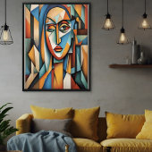 キュビ鮮やかスポートレート抽象芸術幾何学芸術 ポスター