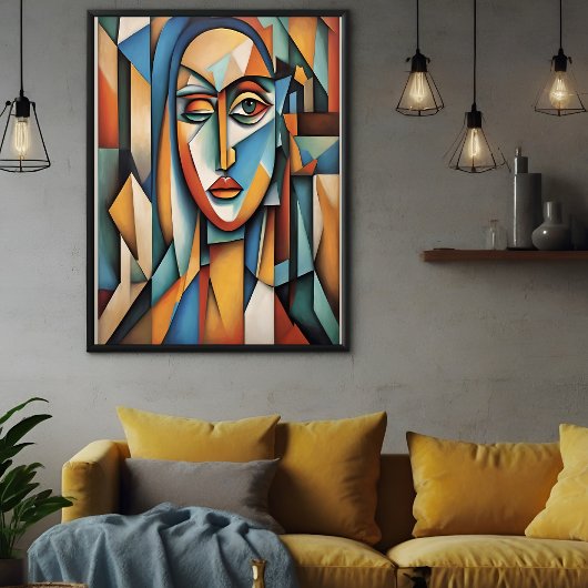 キュビ鮮やかスポートレート抽象芸術幾何学芸術 ポスター