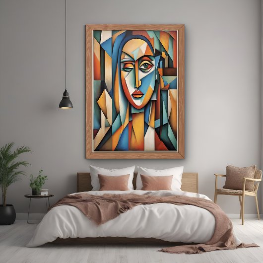 キュビ鮮やかスポートレート抽象芸術幾何学芸術 ポスター