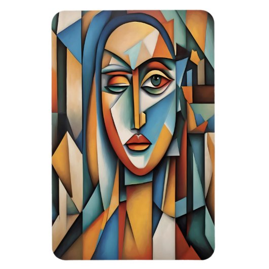キュビ鮮やかスポートレート抽象芸術幾何学芸術 マグネット (縦)