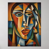 キュビ鮮やかズム女性ポートレートピカソブラケ ポスター (正面)