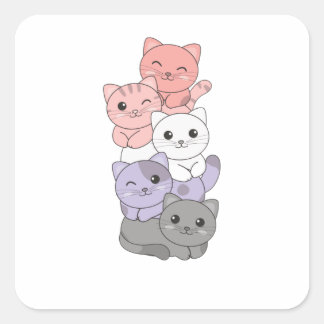 キュピオロマン国旗のプライドLgbtq可愛い猫 スクエアシール