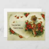 キュピッビクトリアントバラとハートバレンタインデーはがき ポストカード (正面/裏面)