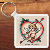 キュピ伝統的ッド付きハート キーホルダー (正面)