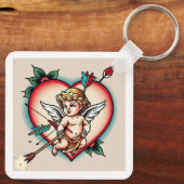 キュピ伝統的ッド付きハート キーホルダー (裏面)