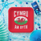 キュムラアムビツウェールズ国旗誇りを持ったウェールズヴィンテージラグビー ペーパープレート (パーティー)