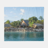 キュラカオシーアクアリウムビーチデザイン フリースブランケット (正面(横))