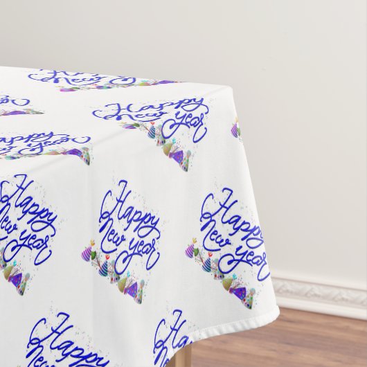 キュラシブ文字とパーティー帽子ハッピーニューイヤー テーブルクロス (インサイチュ)