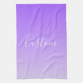 キュラシースクリプト名と編集可能ライトパープルグラデーション キッチンタオル