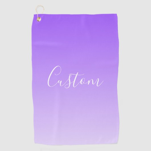 キュラシースクリプト名と編集可能ライトパープルグラデーション ゴルフタオル (正面)