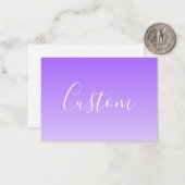 キュラシースクリプト名と編集可能ライトパープルグラデーション ノートカード (正面/裏面インサイチュ)