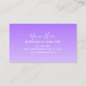 キュラシースクリプト名と編集可能ライトパープルグラデーション 名刺 (裏面)