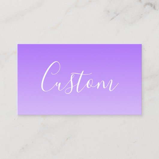 キュラシースクリプト名と編集可能ライトパープルグラデーション 名刺 (正面)