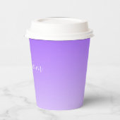 キュラシースクリプト名と編集可能ライトパープルグラデーション 紙コップ (左)