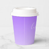 キュラシースクリプト名と編集可能ライトパープルグラデーション 紙コップ (右)
