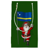 キュラソーの看板のあるサンタクロース スモールペーパーバッグ (正面)