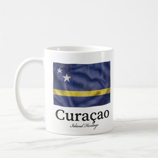 キュラソー島のヴィンテージフラグ | カリブ海の伝統 コーヒーマグカップ (左)