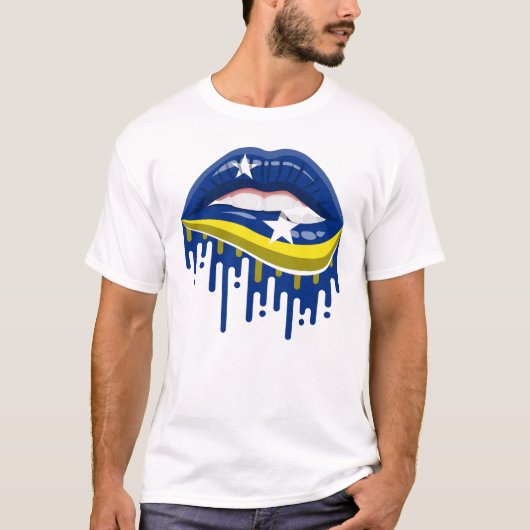 キュラソー島の唇 フラグ Tシャツ (正面)