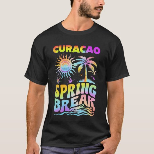 キュラソー島の春休みダークTシャツ Tシャツ (正面)