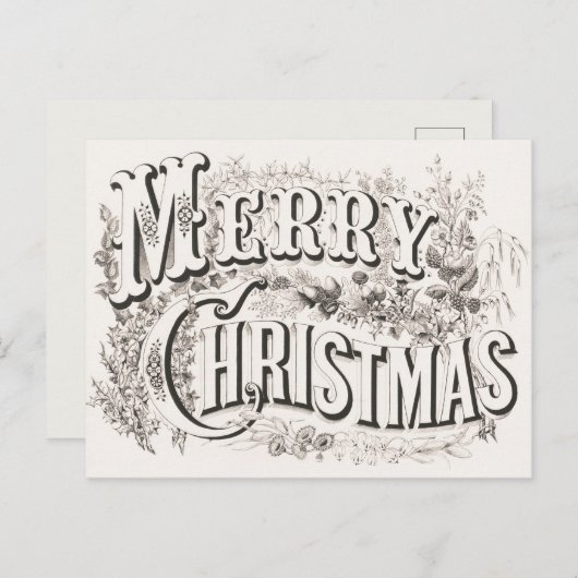 キュリエ&イヴエレガントメリークリスマスリトグラフ ポストカード (正面/裏面)