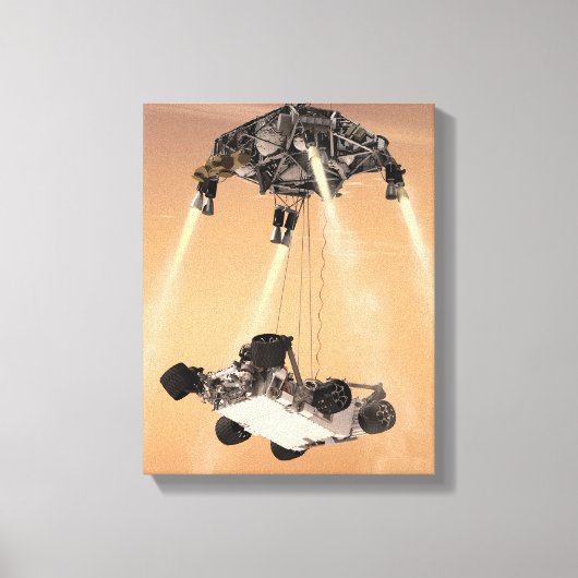 キュリオシティ下降の間のスカイクレーンの火星 キャンバスプリント (正面)