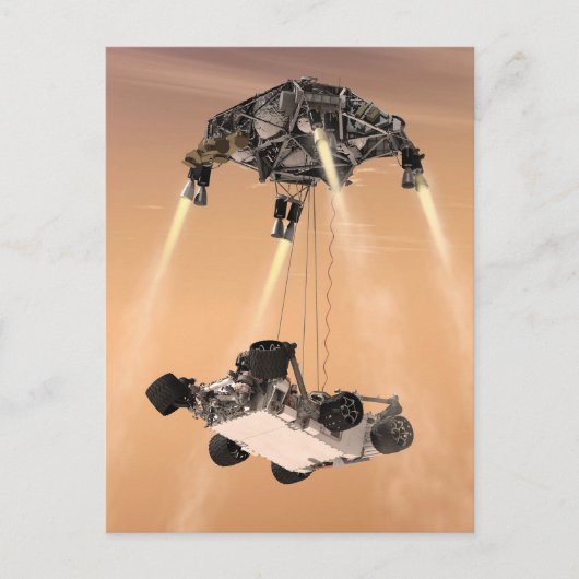 キュリオシティ下降の間のスカイクレーンの火星 ポストカード (正面)