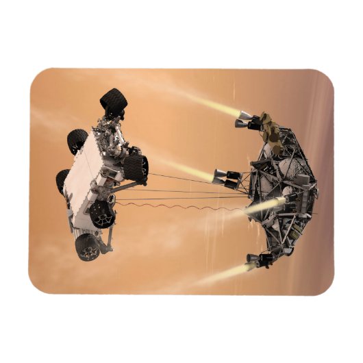 キュリオシティ下降の間のスカイクレーンの火星 マグネット (横)