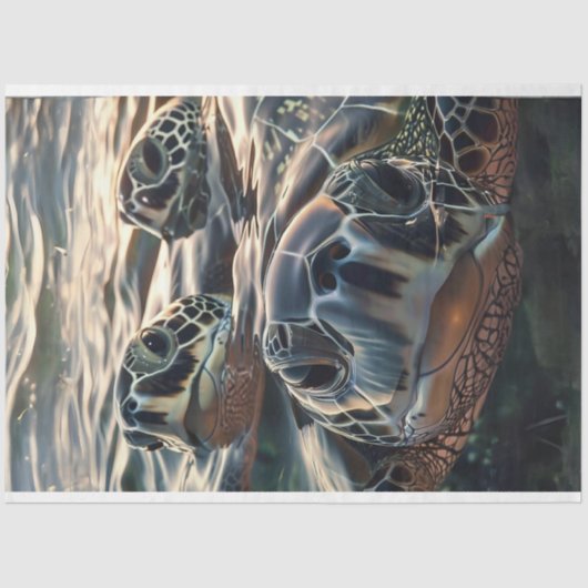 キュリオストリオタートルズの深いデコパージュ 薄葉紙 (正面)