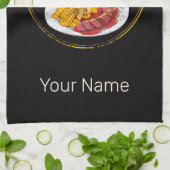 キュリワーストレトロソーセージヴィンテージフリフランスのーズ キッチンタオル (折り畳み)